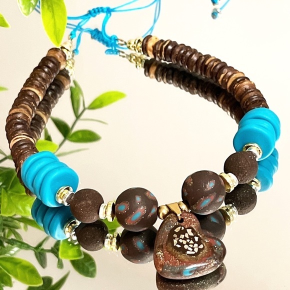 Handmade ✋🏻✨Beautiful adjustable necklace and elastic bracelet set - Picture 3 of 7